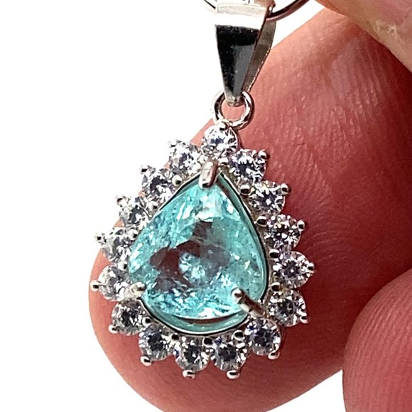 Paraiba Tourmaline 1.71ct Gold Silver Pendant - Picture 1 of 7